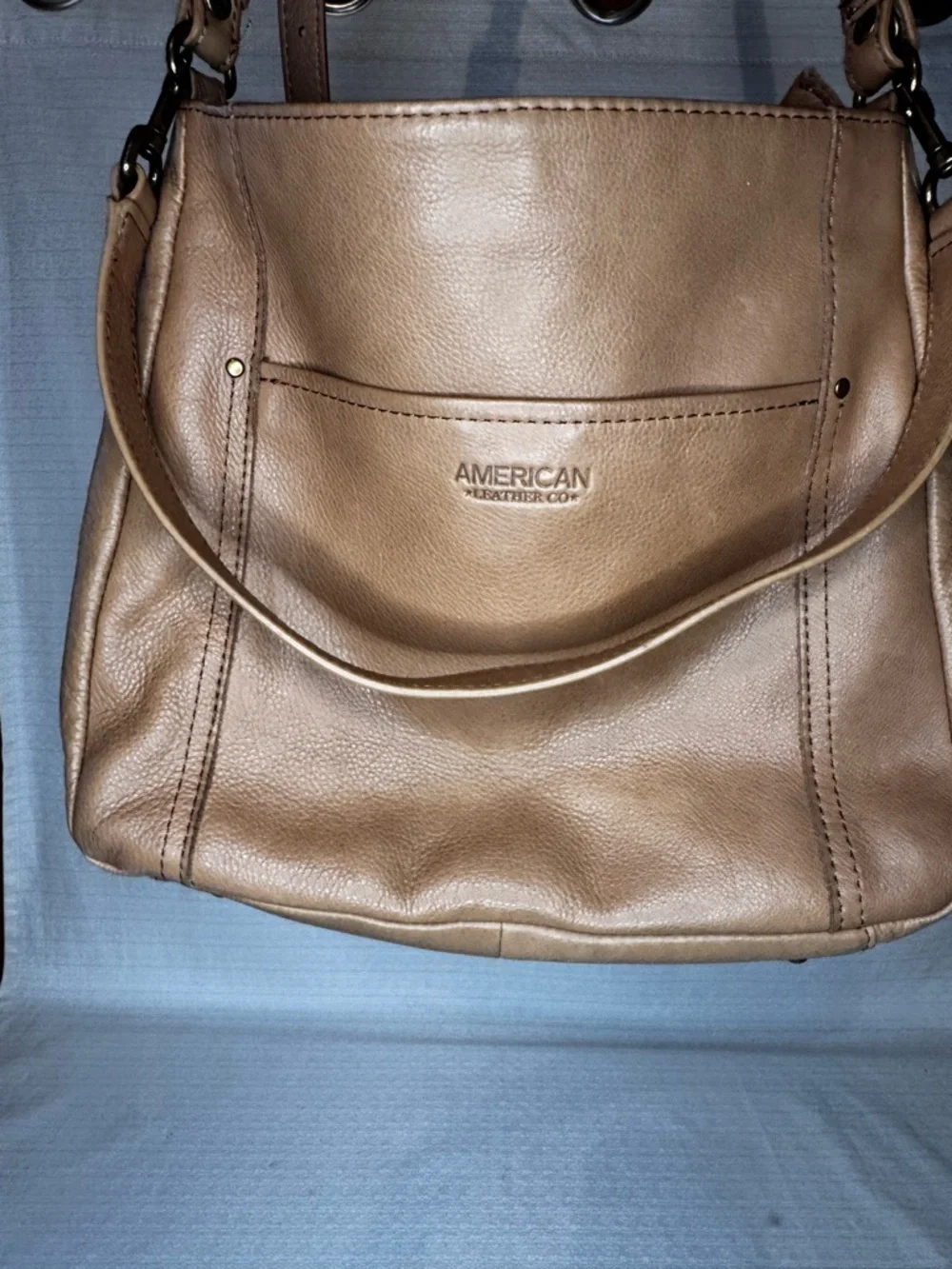 Vintage American Leather Co Crossbody Bag Brown Leather Purse Adjustable Strap - Picture 2 of 12